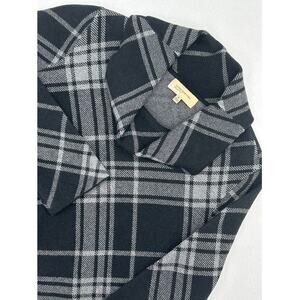 Jones New York Collection Black Gray Plaid Cowl Neck Sweater M